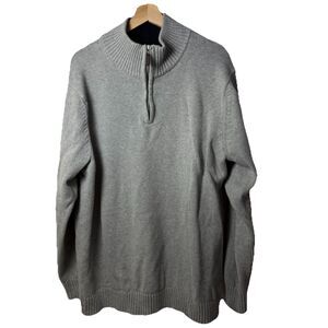 L.L. Bean Sweater Men’s Large XXL Tall Sleeve Gray 1/4 Zip Preppy Nautical Gorp